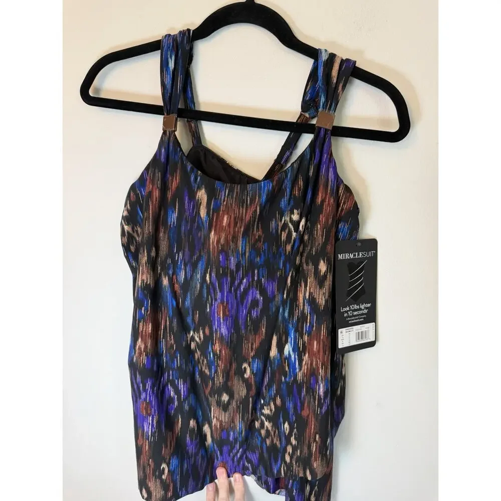 Miraclesuit Dazzle Tankini Top With Underwire in Tapiz Sz 10 NWT $146